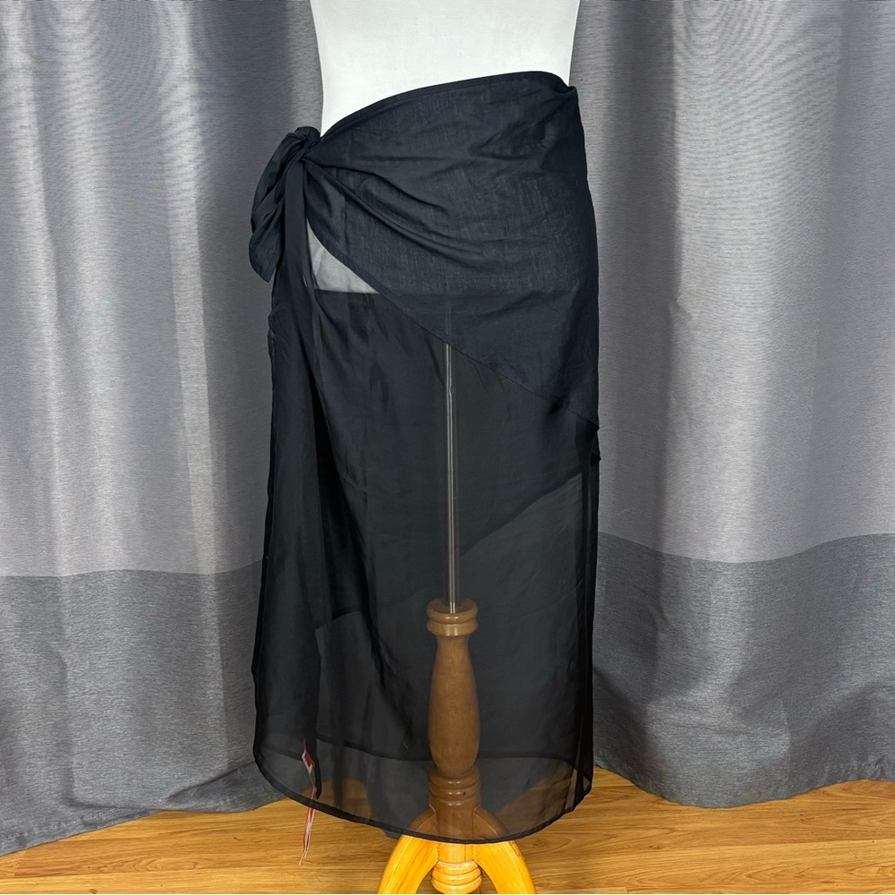 NWT SPANX Black Sheer Swim Sarong Coverup